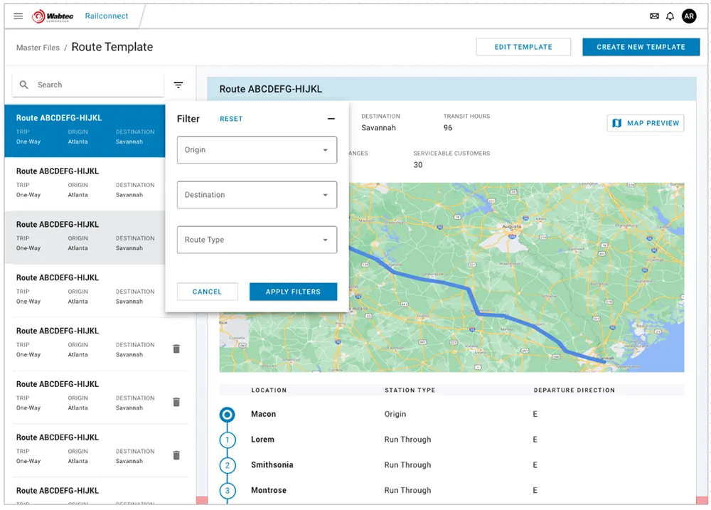 RailConnect™ Transportation Management System - Service Planner